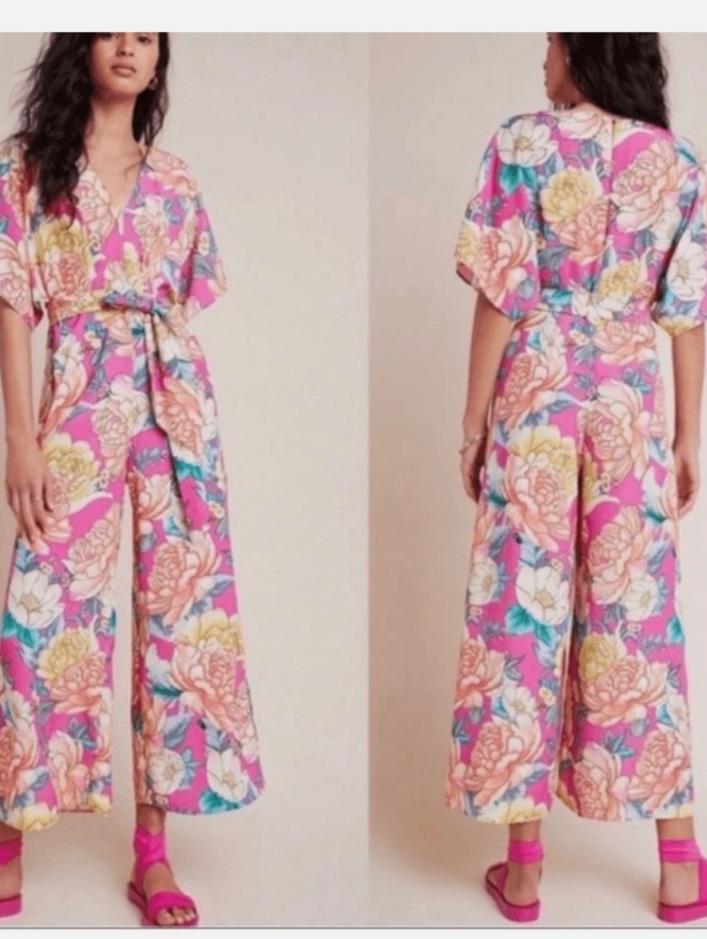 NWT FARM Rio Pink Floral Jumpsuit Size Med